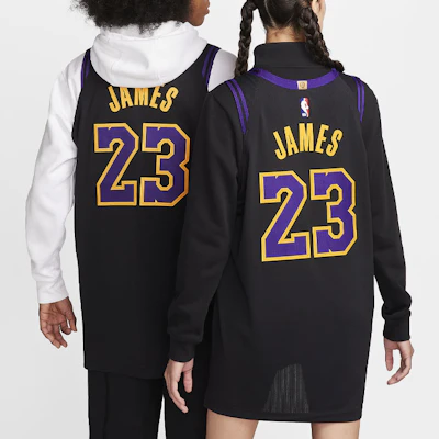 Nike NBA LeBron James #23 Los Angeles Lakers City Edition Jersey 2023/24 Black Unisex DX8763-012 Details for Nike NBA LeBron James #23 Los Angeles Lakers City Edition Jersey 2023/24 Black Unisex DX8763-012