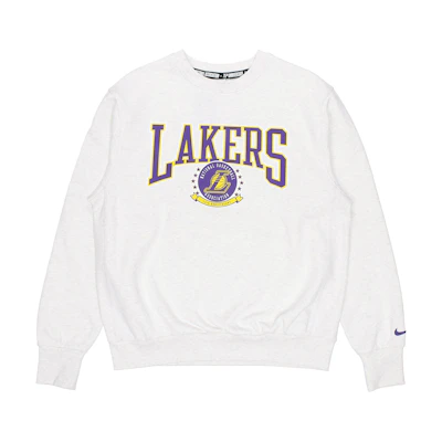 Nike NBA Los Angeles Lakers Fleece Pullover Crewneck Sweatshirt Winter Grey/White DN4905-051