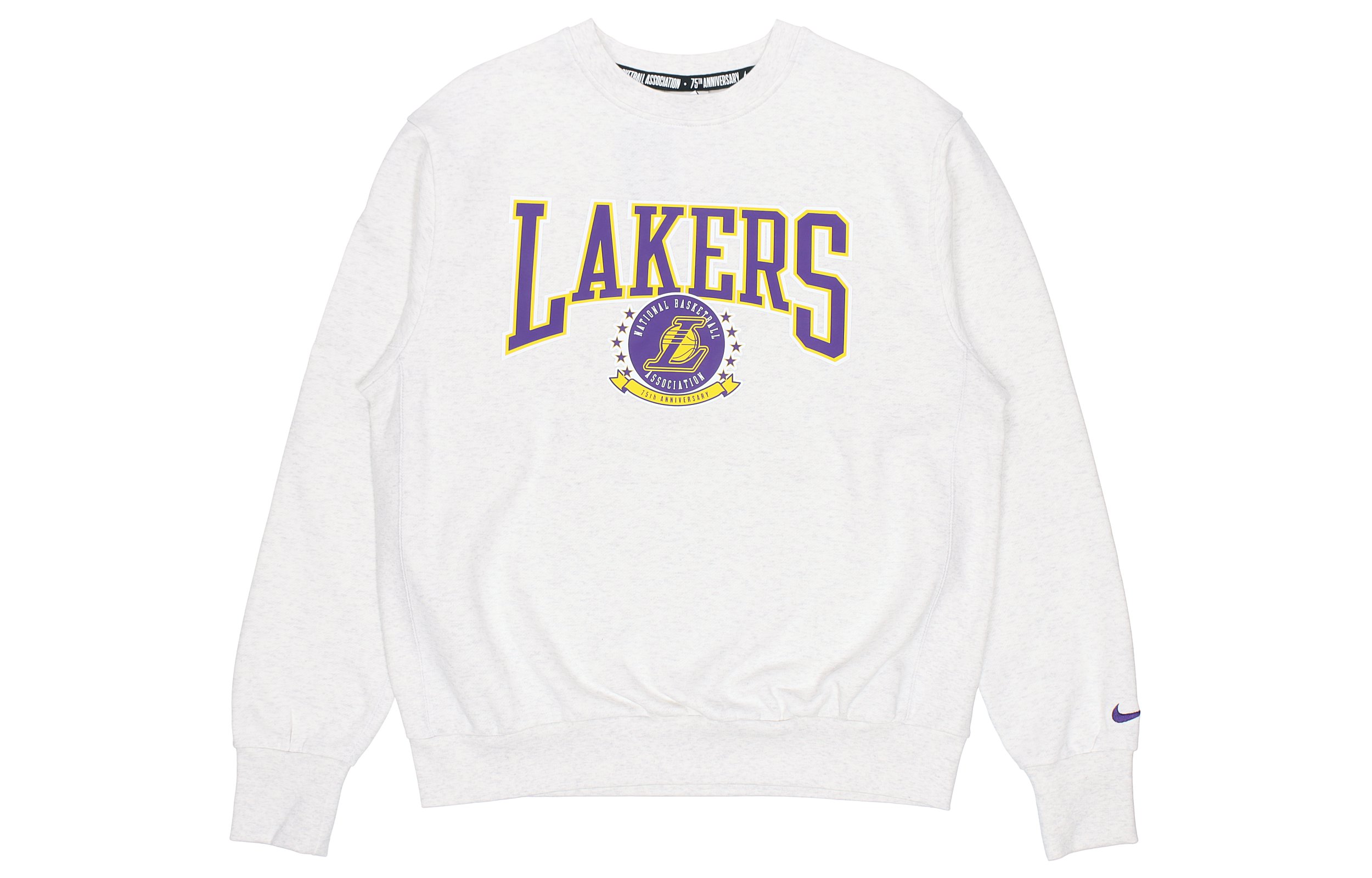 Nike NBA Los Angeles Lakers Fleece Pullover Crewneck Sweatshirt Winter Grey/White DN4905-051 圖 2