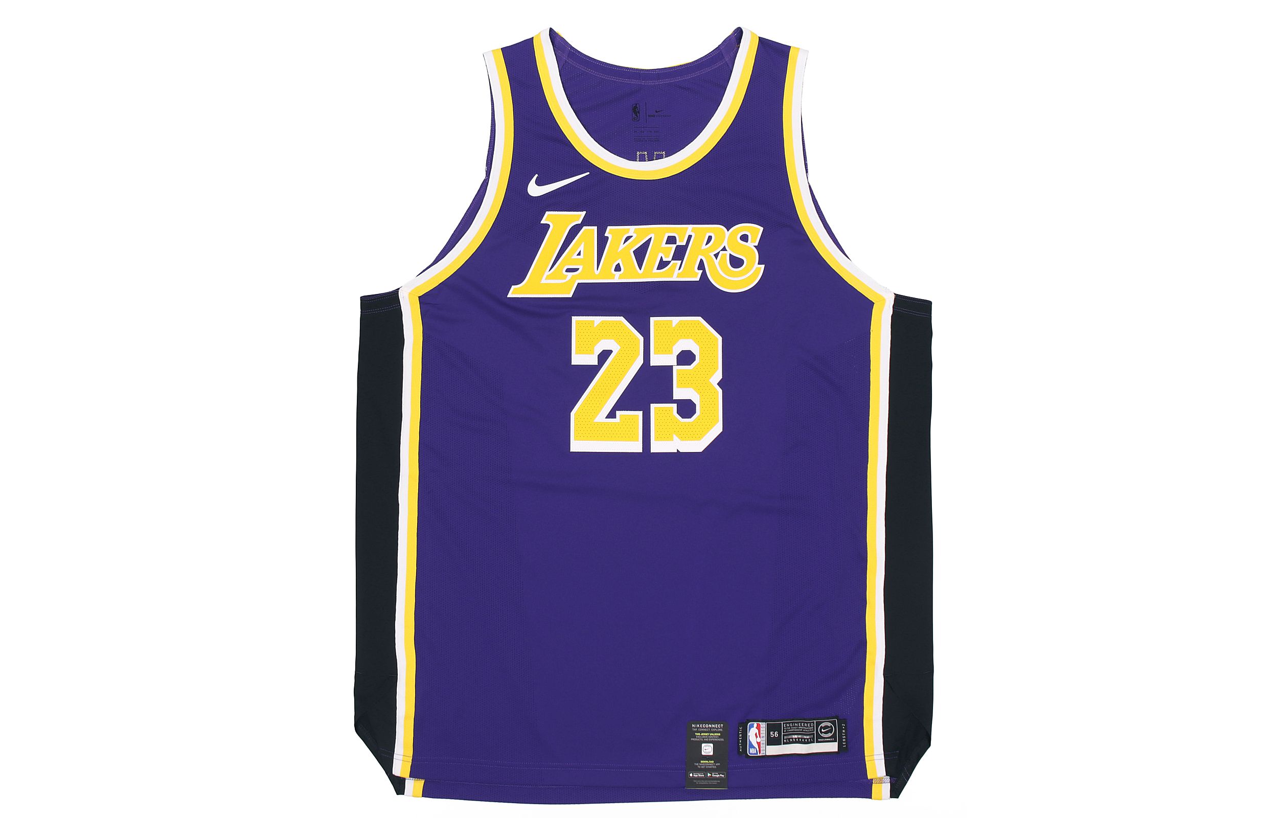 Order 나이키 NBA LA 레이커스 르브론 제임스 #23 저지 퍼플 어센틱 AJ5197-505