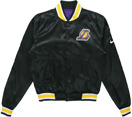 Nike NBA Los Angeles Lakers Reversible Bomber Jacket Black AV3544-010 Lookbook Nike NBA Los Angeles Lakers Reversible Bomber Jacket Black AV3544-010