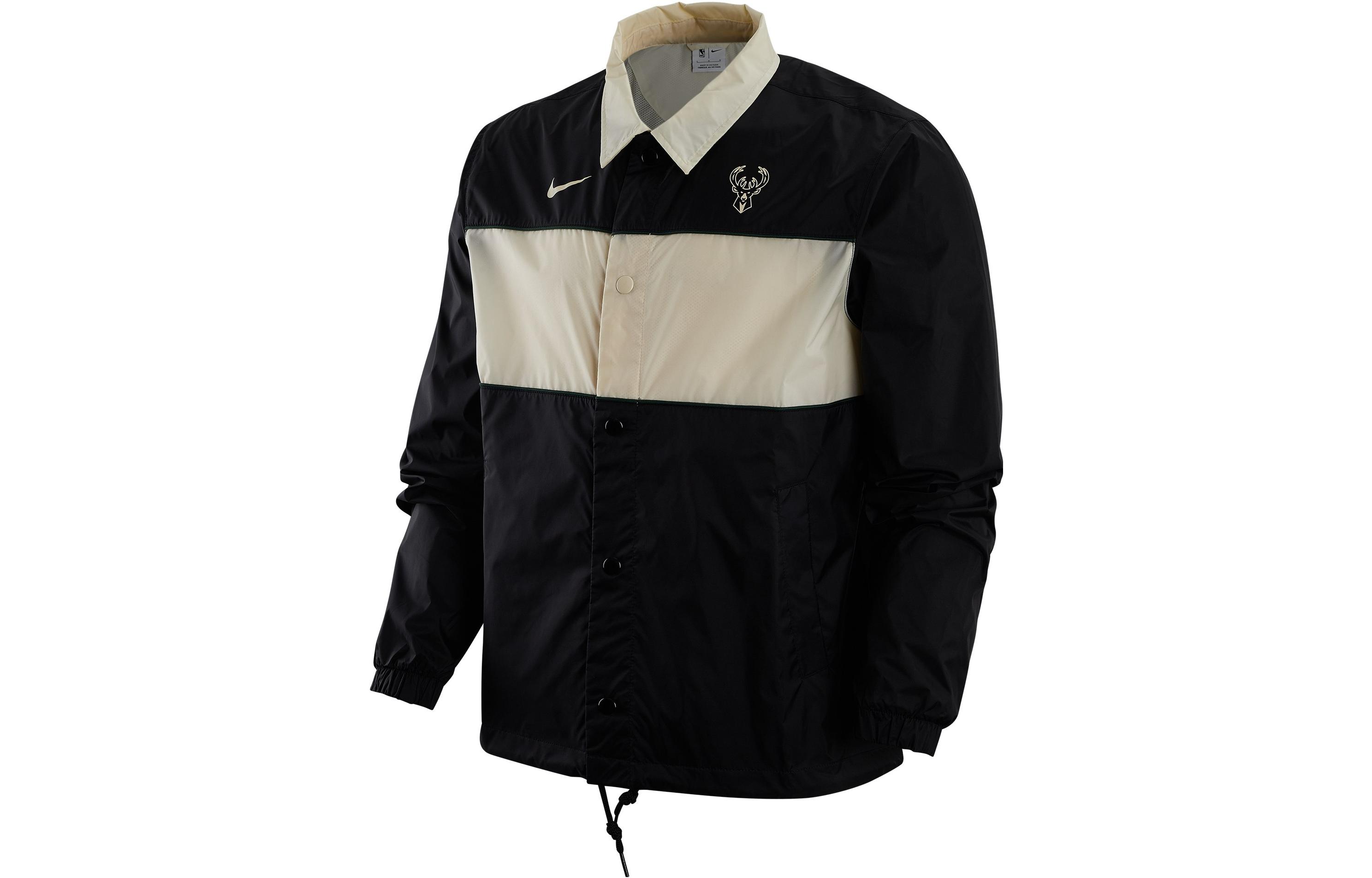 Nike NBA Milwaukee Bucks Black Logo Print Colorblock Jacket - DR2339-010