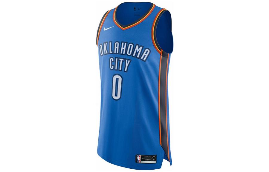 Order Nike NBA 奧克拉荷馬雷霆隊 Russell Westbrook #0 復古籃球球衣 藍色 AV2680-404