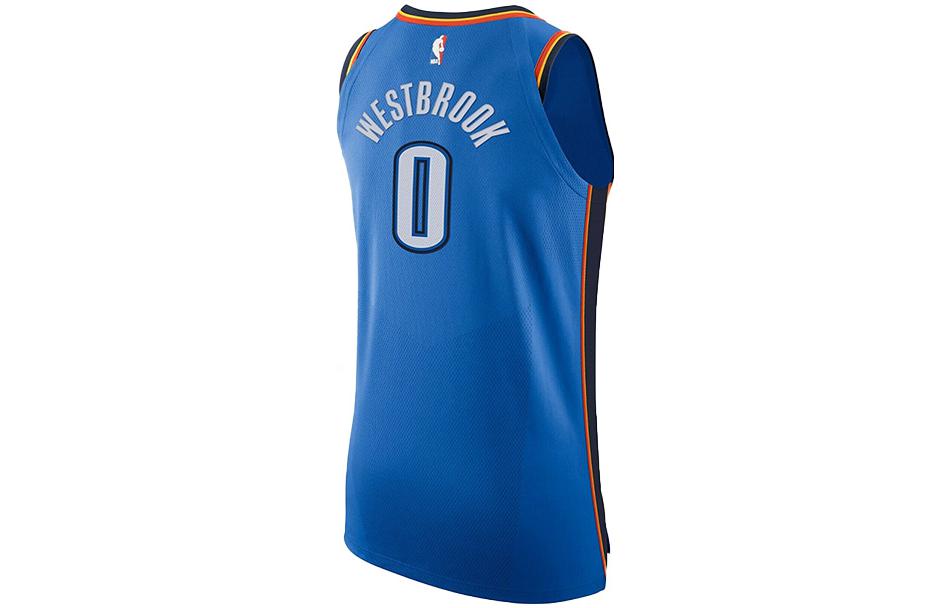 Lookbook Nike NBA 奧克拉荷馬雷霆隊 Russell Westbrook #0 復古籃球球衣 藍色 AV2680-404
