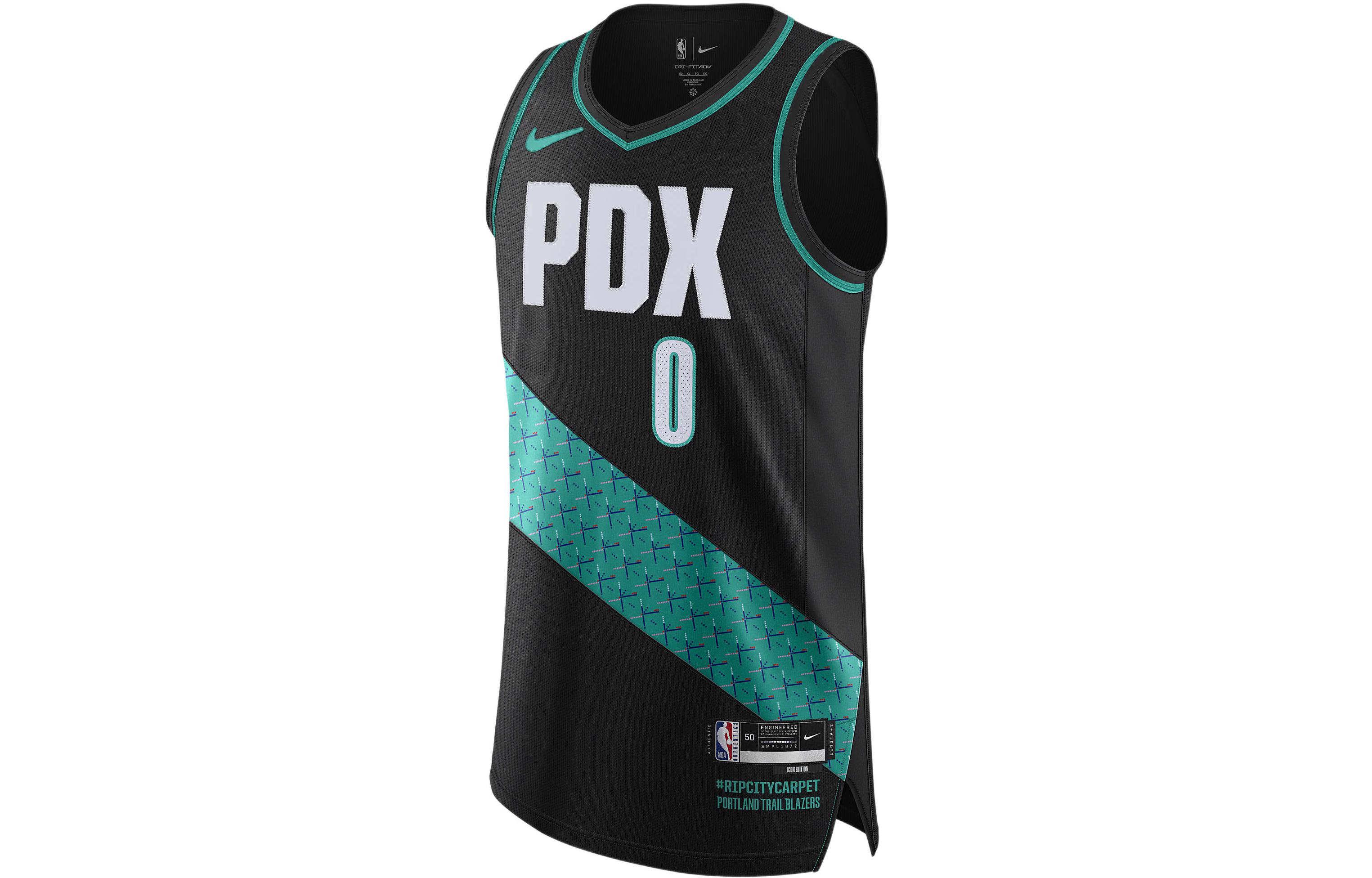 Order Jersey Nike NBA Portland Trail Blazers Damian Lillard #0 Hitam Edisi Kota 2022-23 DQ0209-010