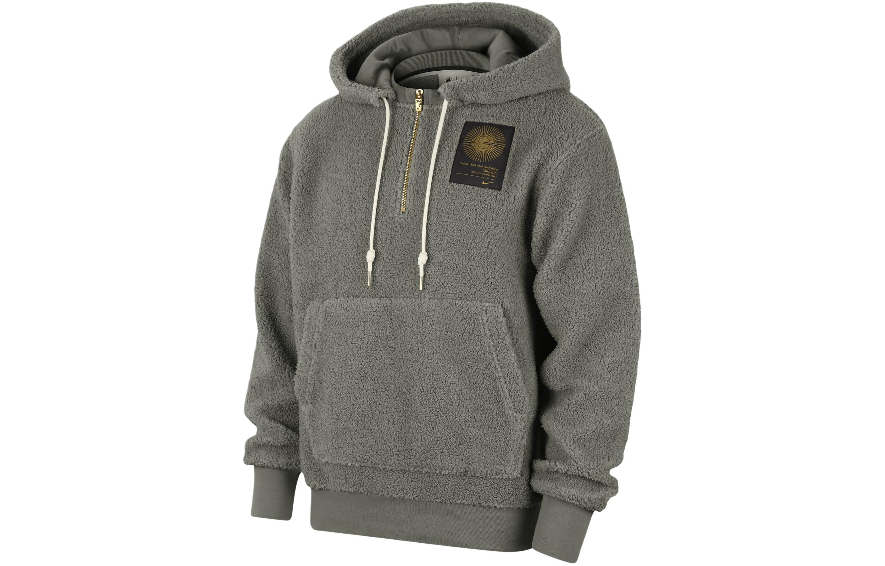 Nike NBA Pullover Hoodie Logo Print Grey Full-Zip Sweatshirt FD8466-053