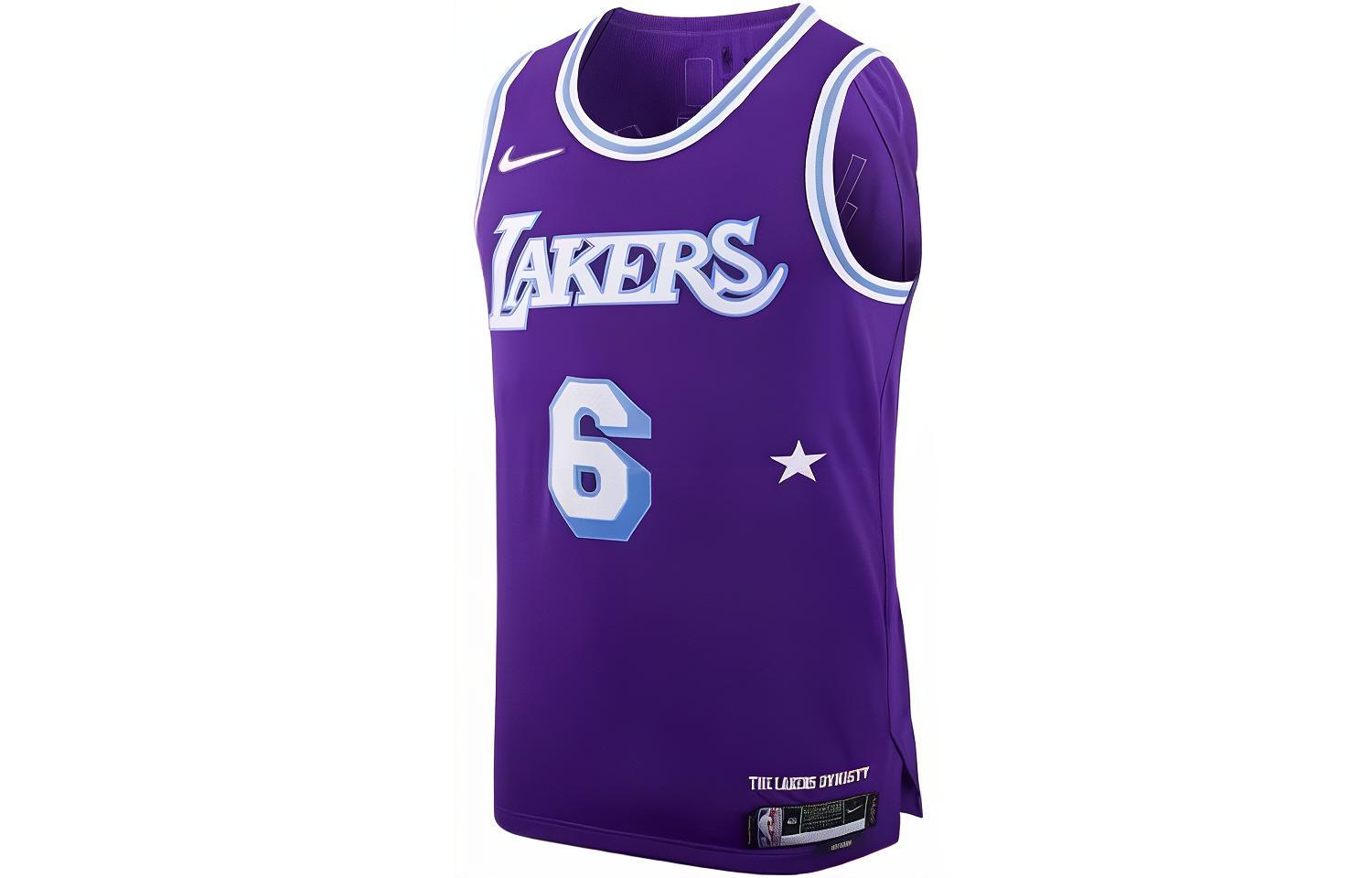 Buy 耐克NBA速干复古篮球球衣湖人队勒布朗詹姆斯6号紫色男款 DB3635-506