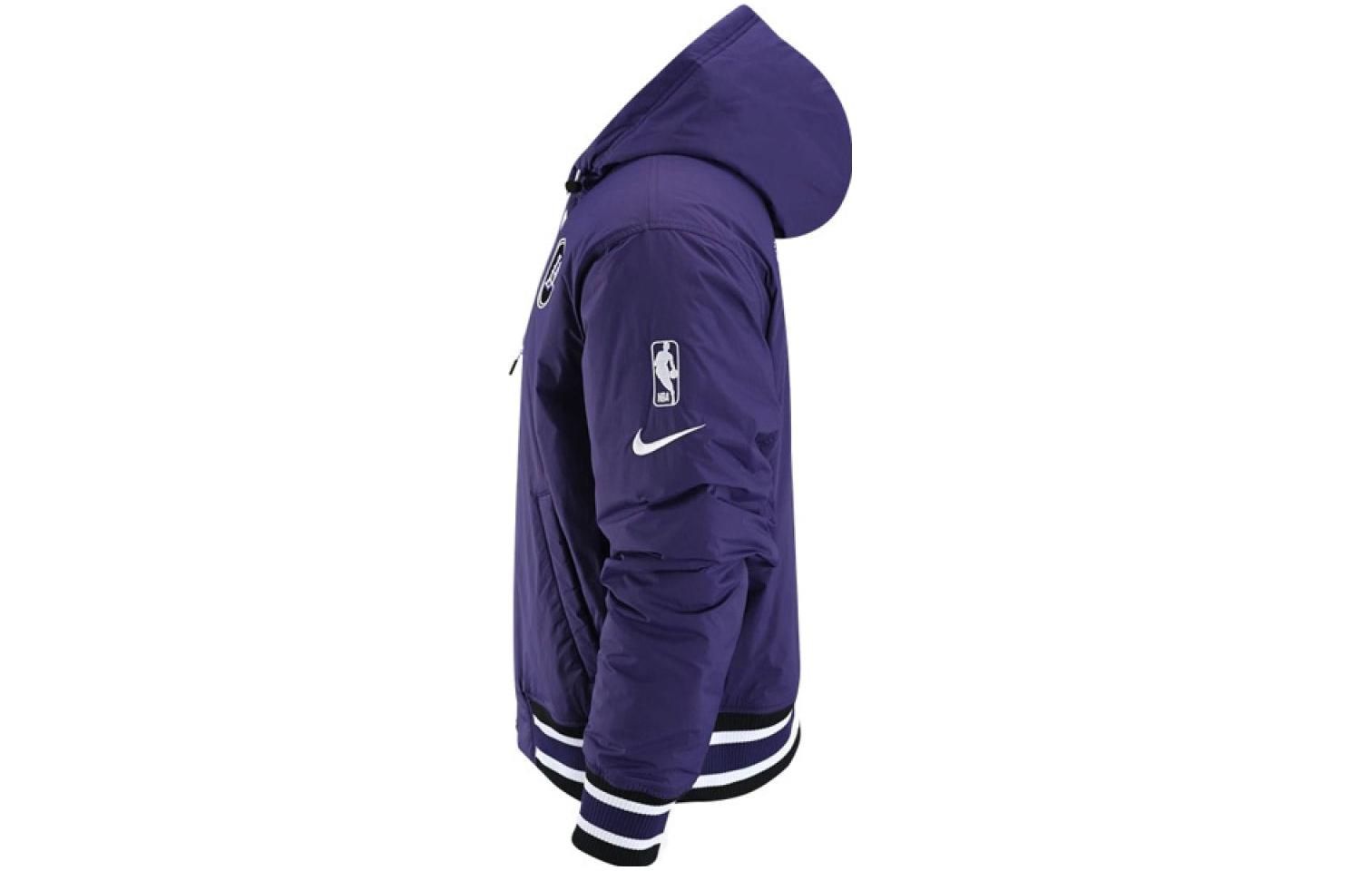 Shop Nike NBA Solid Logo Printed Hooded Cotton Jacket  Dark Purple. DR2439-535