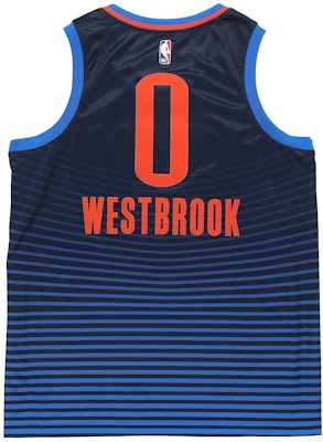 Nike NBA SW Fan Edition Jersey Oklahoma City Thunder Westbrook #0 Biru Signal 877216-419 Lookbook Nike NBA SW Fan Edition Jersey Oklahoma City Thunder Westbrook #0 Biru Signal 877216-419