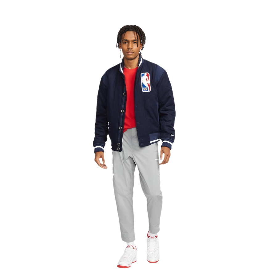 Shop Nike NBA Team 31 Courtside Jaket Basket Musim Dingin Bordir Navy Blue Pria DB1228-419