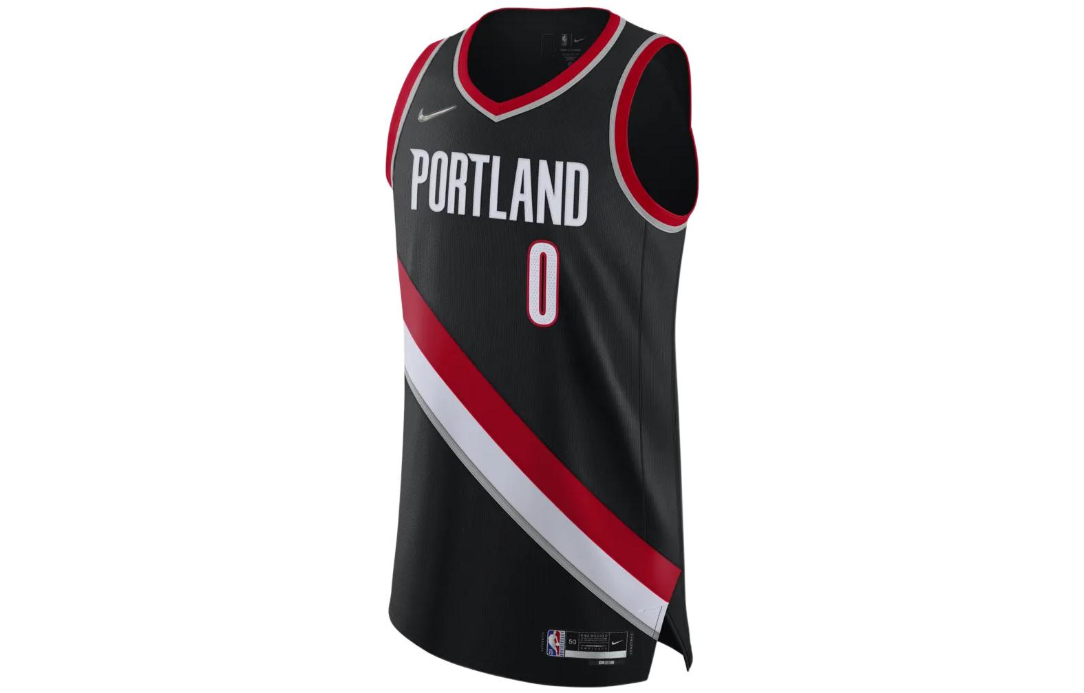 Nike NBA Trail Blazers Damian Lillard #0 Basketball Jersey Black Mens DB3328-010