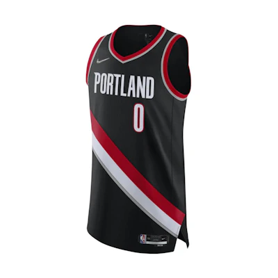 Nike NBA Trail Blazers Damian Lillard #0 Basketball Jersey Black Mens DB3328-010
