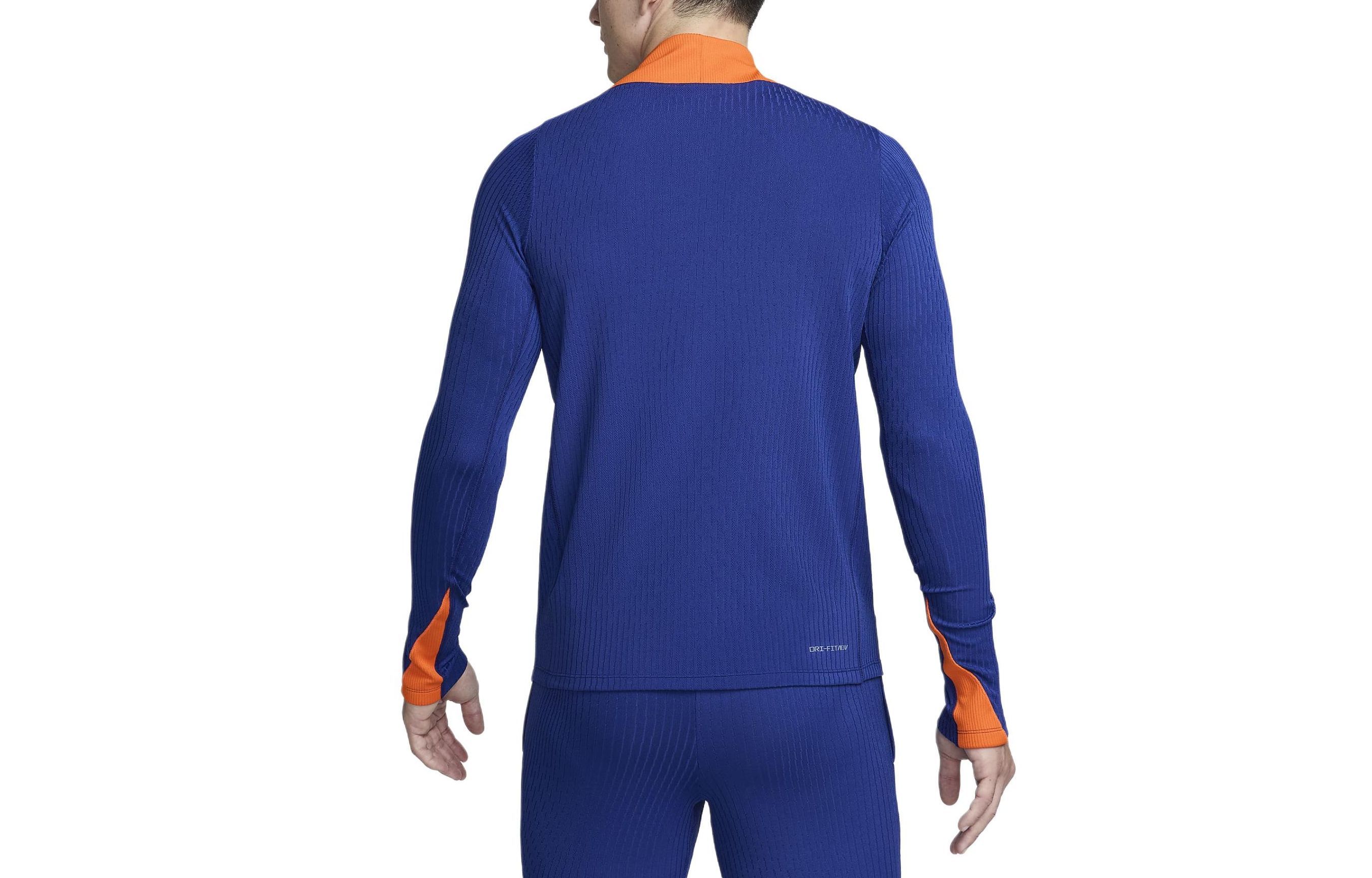 Lookbook Jersey Sepak Bola Nike Netherlands Strike Elite Slim Fit Biru Tua/Oranye FJ1931-455