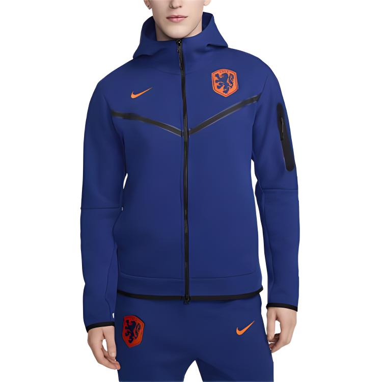 Buy Nike Netherlands Tech Fleece Windrunner Hoodie Biru Tua Gaya Sepak Bola FJ8158-455
