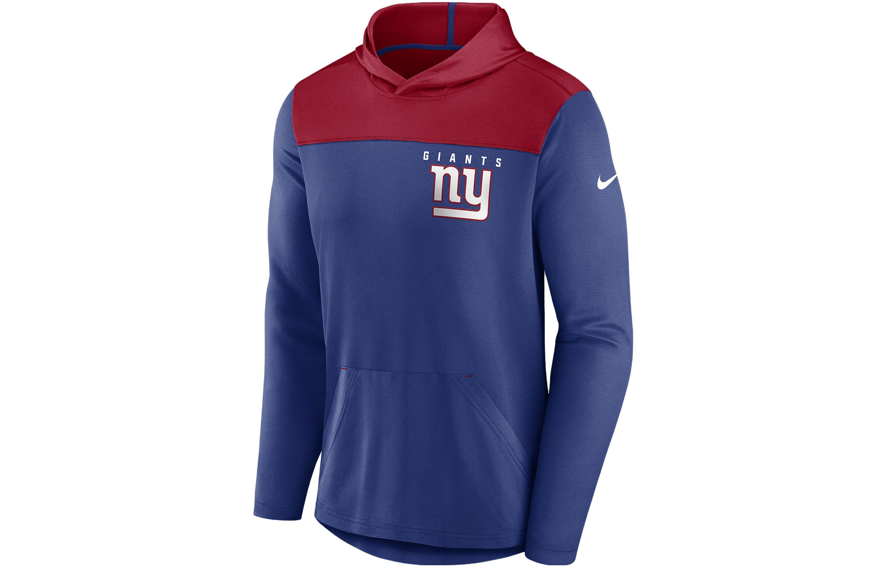 Nike New York Giants NFL Pullover Hoodie Navy Blue Mens Colorblock Logo 00C0073K8I-05H