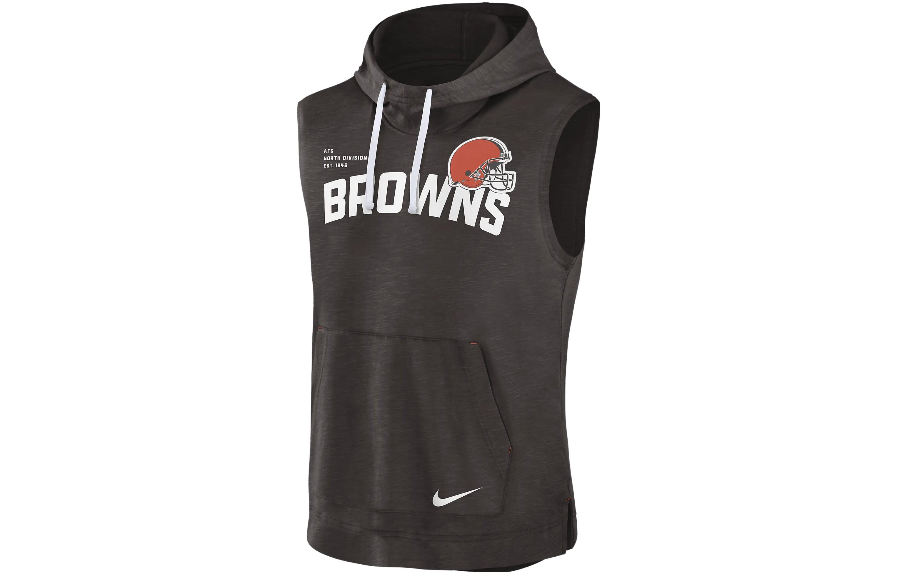 Nike NFL Cleveland Browns Logo Hoodie Black - Pullover with Drawstring 00BW11SD93-06Q