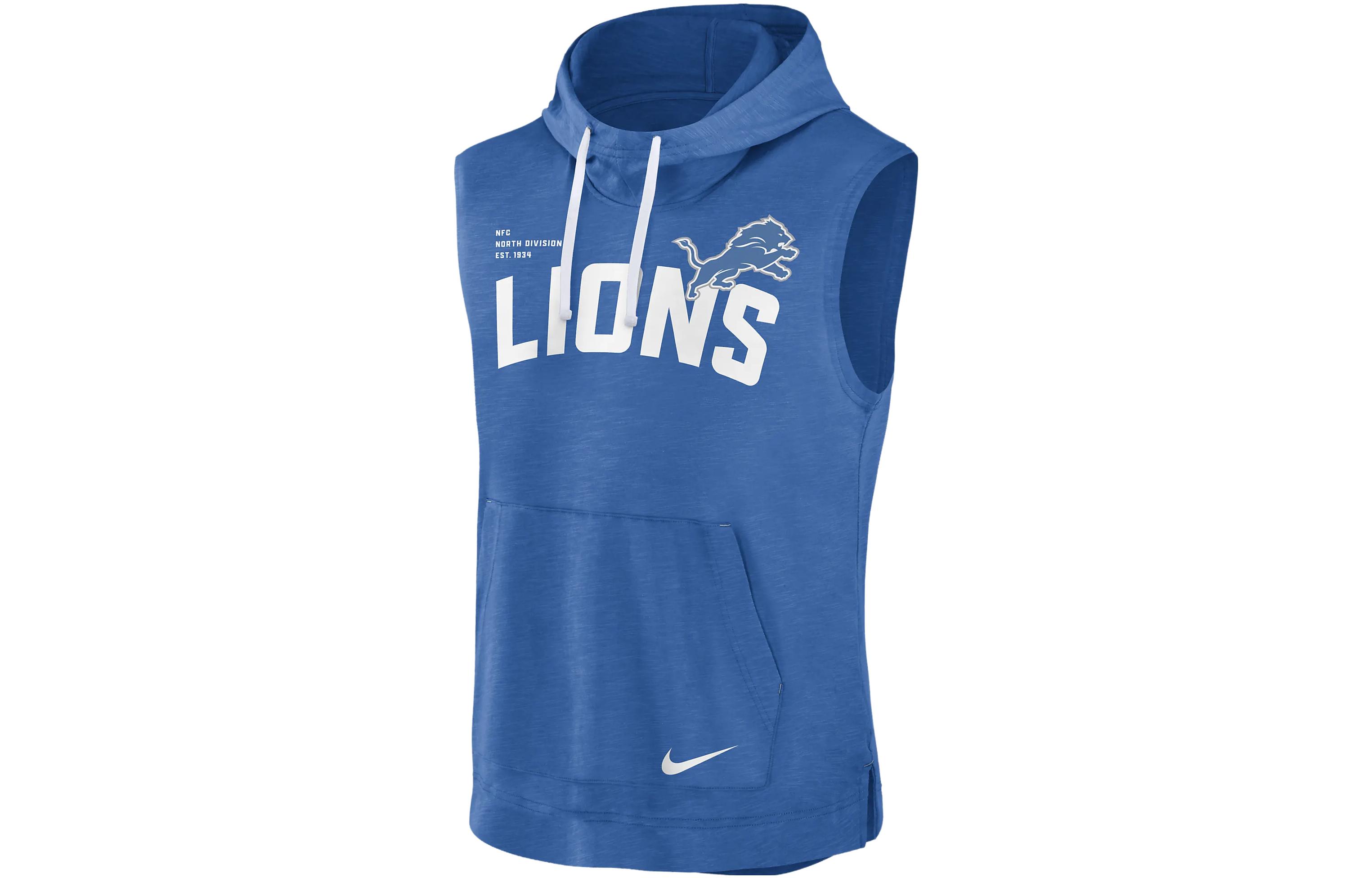 Nike NFL Detroit Lions Logo Print Drawstring Hoodie Blue - 00BW01PJ9S-06Q
