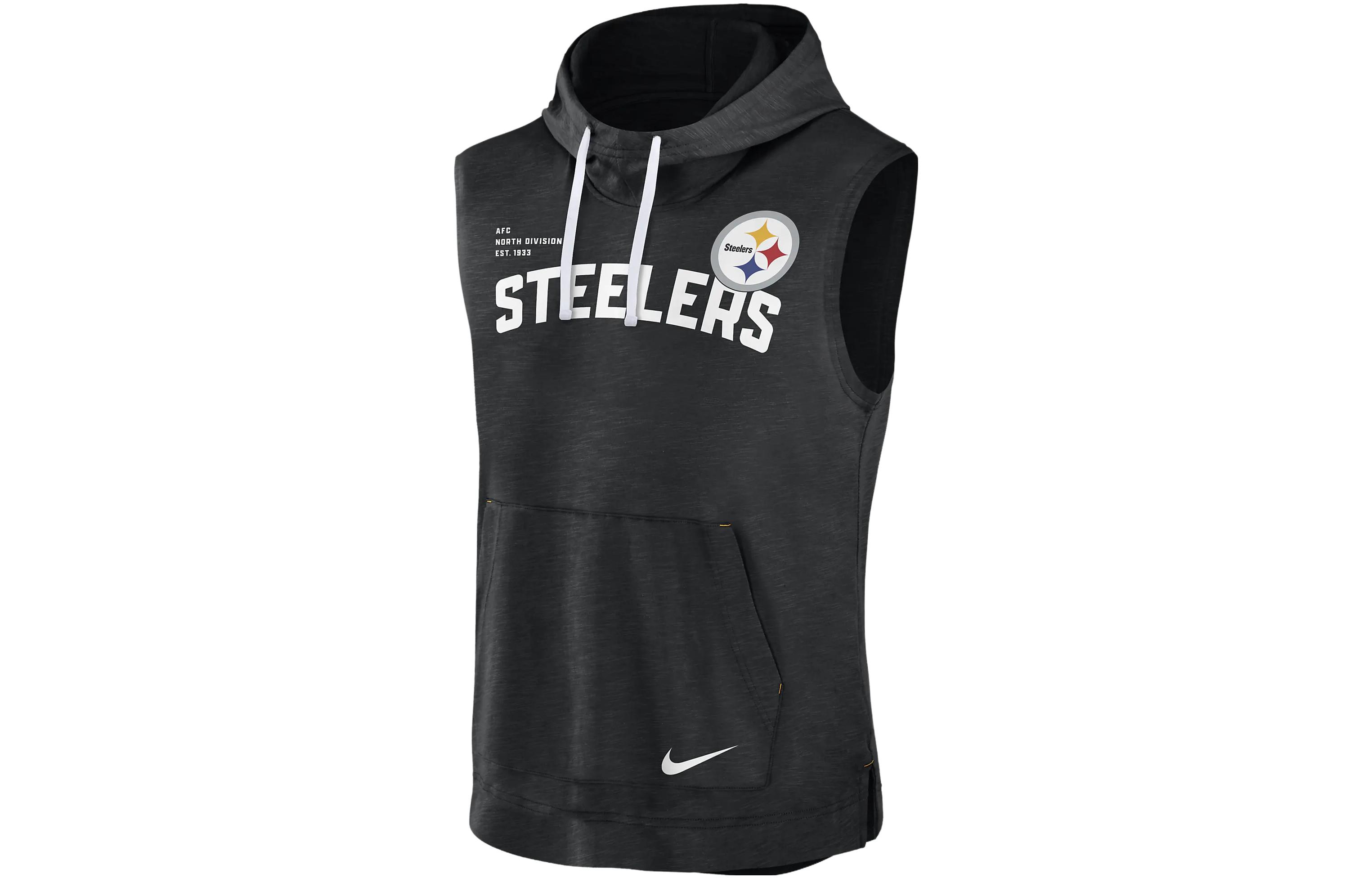 Nike NFL Pittsburgh Steelers Logo Hoodie Black - Pullover with Drawstring 00BW10DU7L-06Q