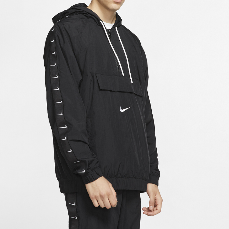 Shop Nike NSW 大勾半拉鍊帽T外套 黑色 男士春季外套 CD0420-010