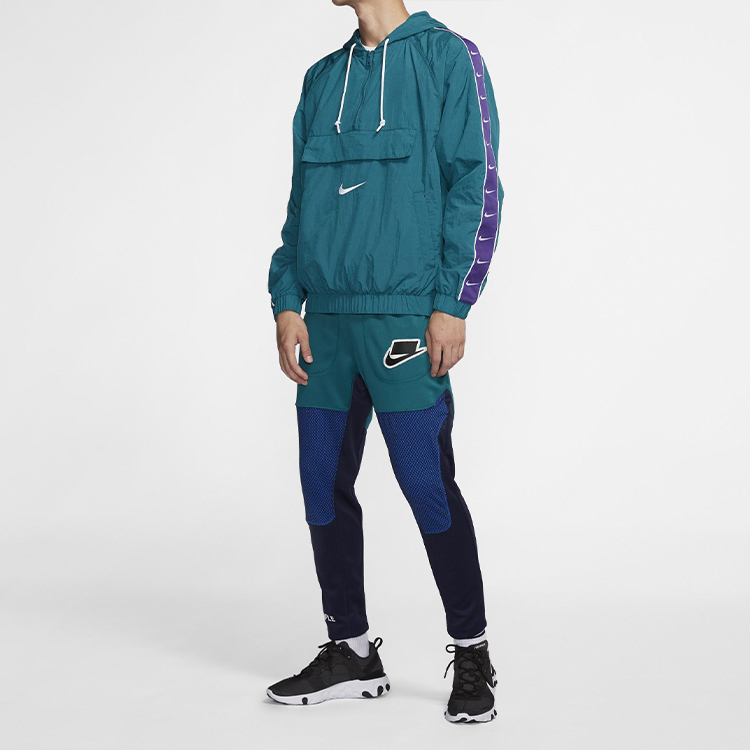 Shop Nike NSW Big Swoosh Half-Zip Retro Jacket Blue Green - Vintage Style Hoodie CD0420-381