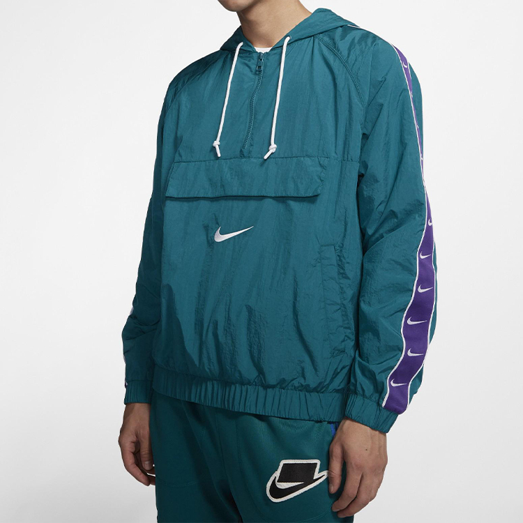 Purchase Nike NSW Big Swoosh Half-Zip Retro Jacket Blue Green - Vintage Style Hoodie CD0420-381