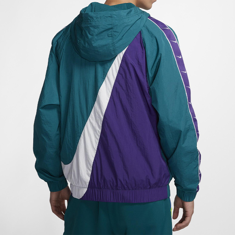 Details for Nike NSW Big Swoosh Half-Zip Retro Jacket Blue Green - Vintage Style Hoodie CD0420-381