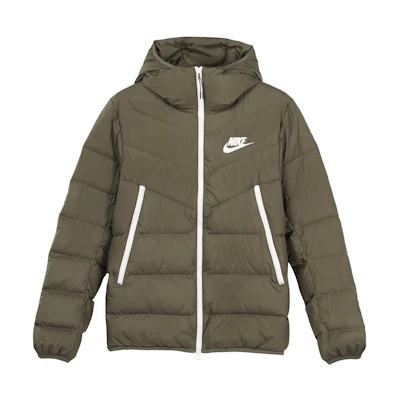 Nike NSW Down Fill Water-Resistant Winter Jacket Green Mens Hooded Puffer Coat CU0226-380