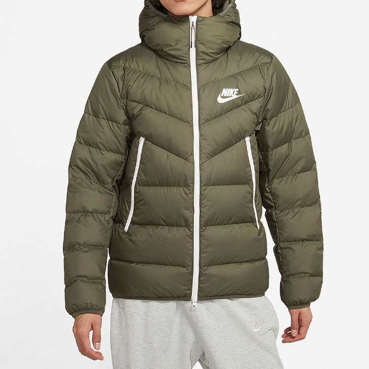 Shop Chaqueta Nike NSW Acolchada Impermeable Verde Hombre con Capucha de Invierno CU0226-380