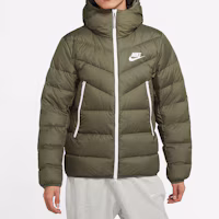 Shop Nike NSW Down Fill Water-Resistant Winter Jacket Green Mens Hooded Puffer Coat CU0226-380