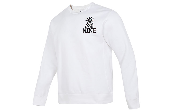 Nike NSW HBR-C BB Logo Crewneck Fleece Sweatshirt White DQ4073-100