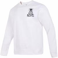 Nike NSW HBR-C BB Logo Crewneck Fleece Sweatshirt White DQ4073-100 Nike NSW HBR-C BB Logo Crewneck Fleece Sweatshirt White DQ4073-100