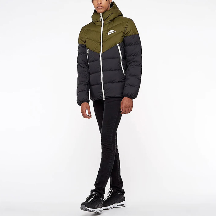 Shop Nike NSW Windrunner 羽絨連帽外套 冬綠/黑 928834-395