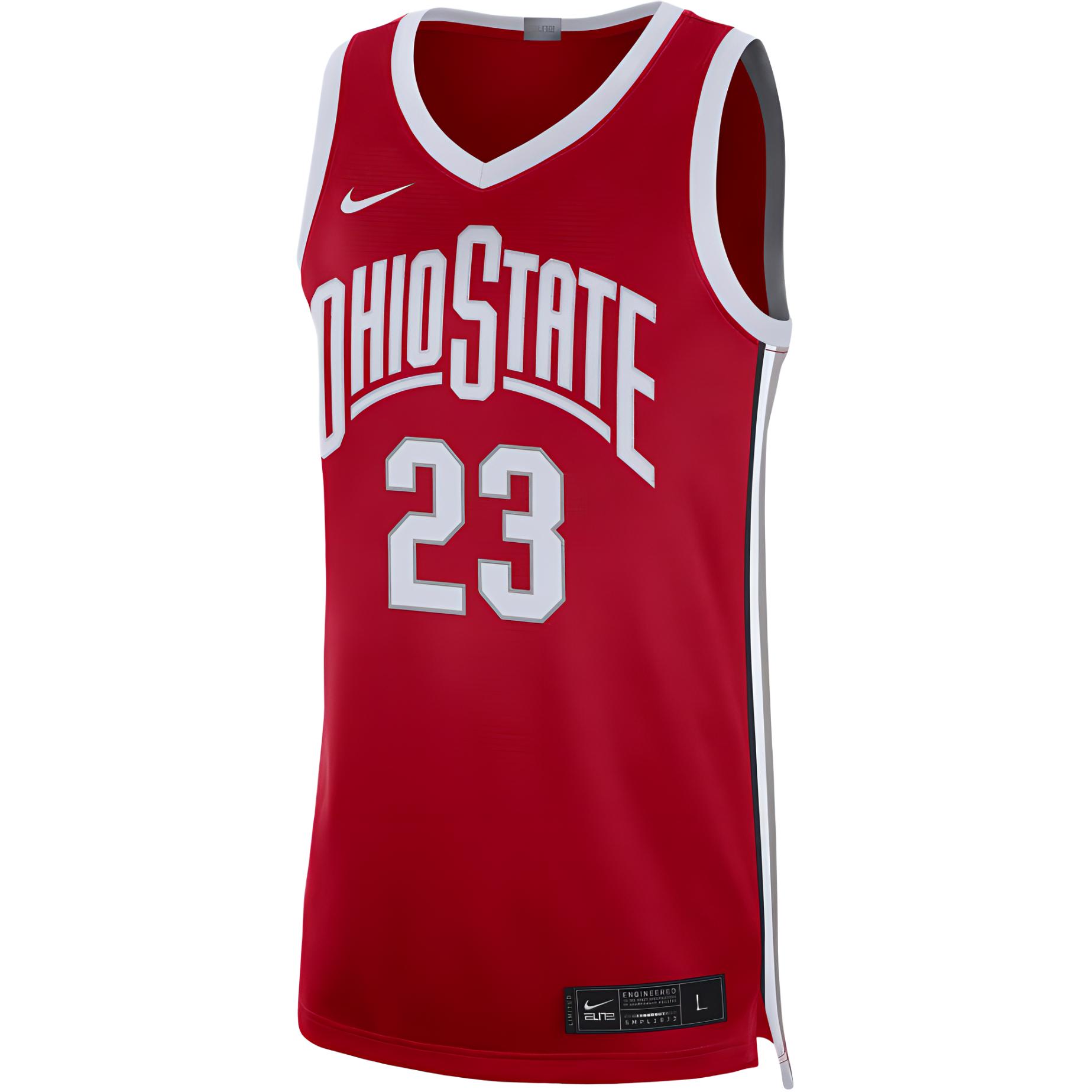 Nike Ohio State Basketball Jersey Red Mens Lightweight Breathable Stylish V-neck CN3017-657