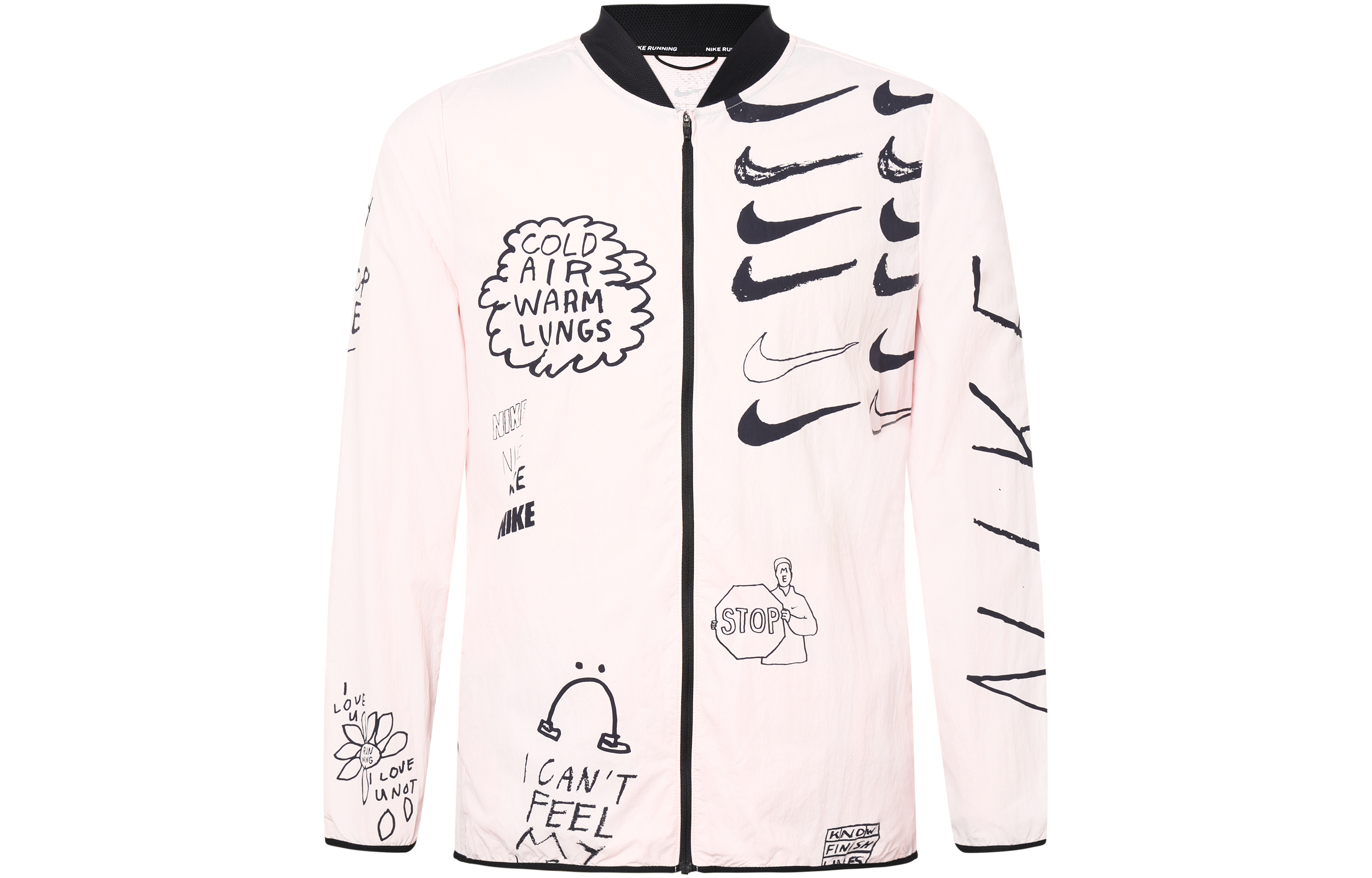 Nike Pink Letter Graffiti Print Lightweight Running Jacket AJ7760-663