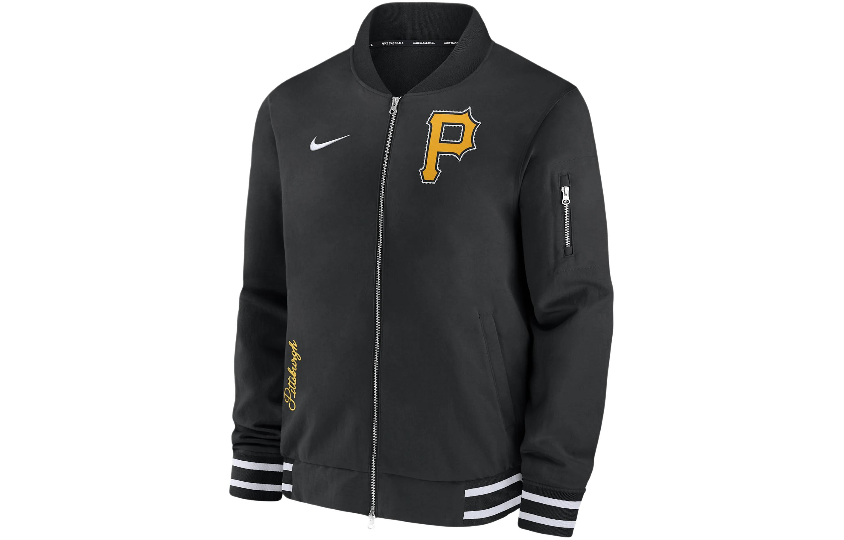 Nike Pittsburgh Pirates Authentic Collection Logo Print Jacket Black 015D03AYPTB-132