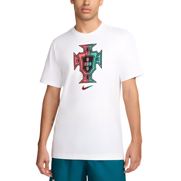 Nike Portugal Retro Logo Graphic Crewneck Short Sleeve Soccer Tee - White FV8586-100