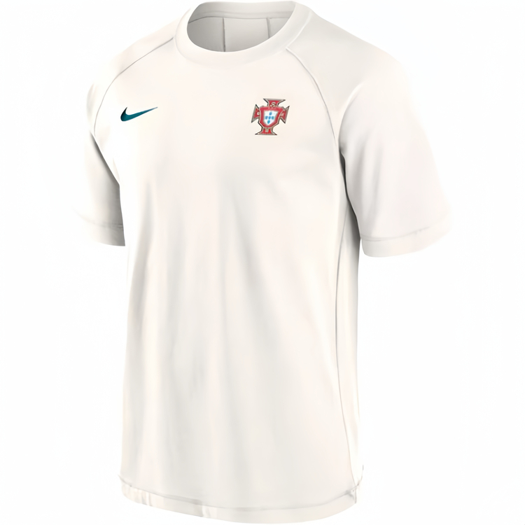 Nike Portugal Travel Logo Embroidered Ribbed Crewneck Tee Sail Color FJ7392-133
