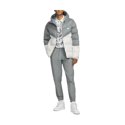 Nike Primaloft® Gray Logo Printed Zip-Up Hooded Jacket DR9605-084