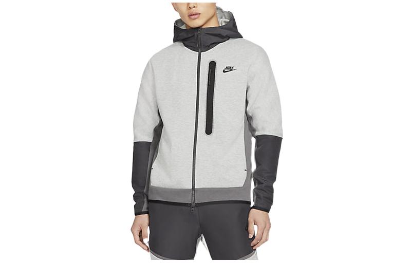 Shop Nike Printed Small Logo Zip Hoodie Jacket - Grey CZ9905-063
