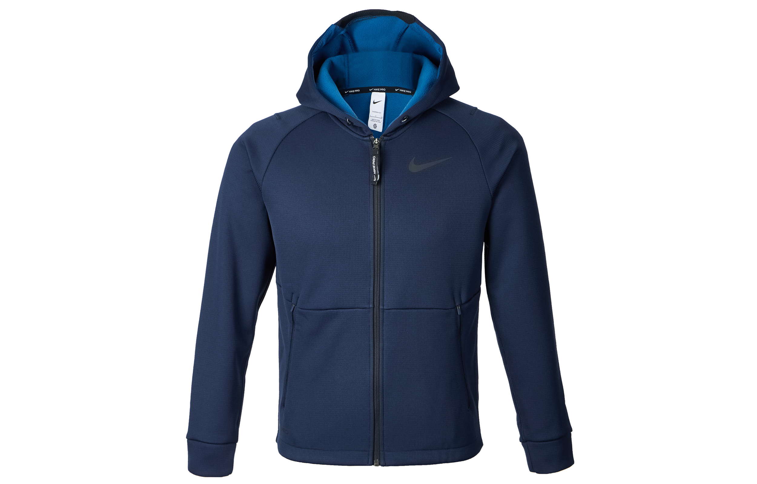 Nike Pro Therma-FIT Fleece Training Hoodie Jacket Navy Blue DD2125-451