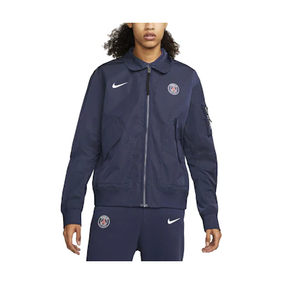 Nike PSG Logo Print Bomber Jacket Blue - PSG Collection DN1489-410