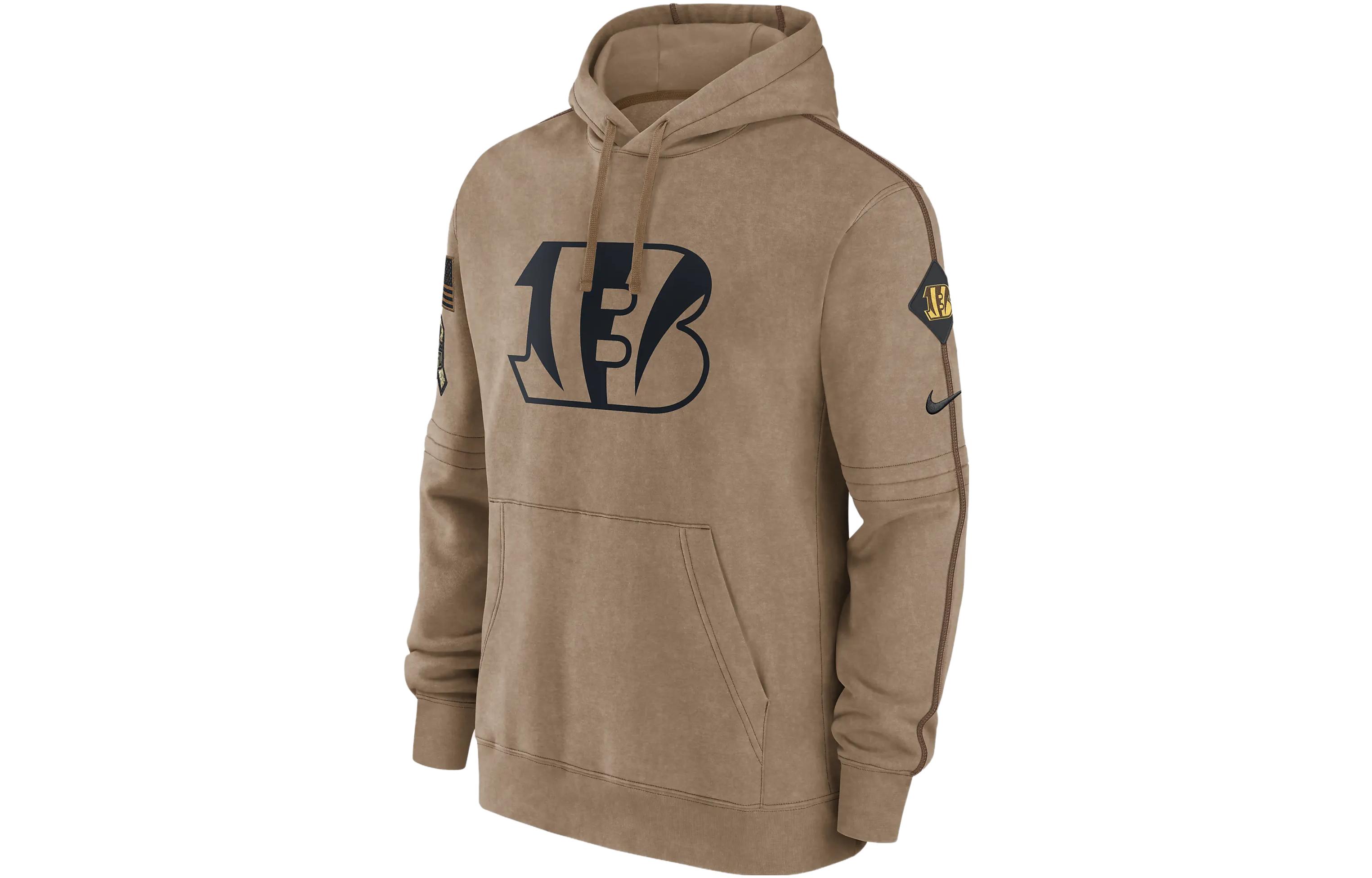 Nike Pullover Hoodie Letter Print Brown Long Sleeve Sweatshirt 010I01CAA2Y-JW7