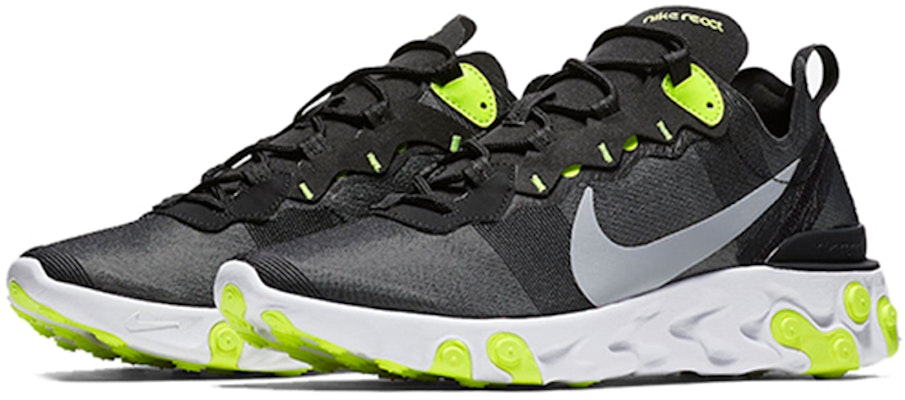 Nike React Element 55 Black Wolf Grey Volt BQ6166-001 Lookbook Nike React Element 55 Black Wolf Grey Volt BQ6166-001