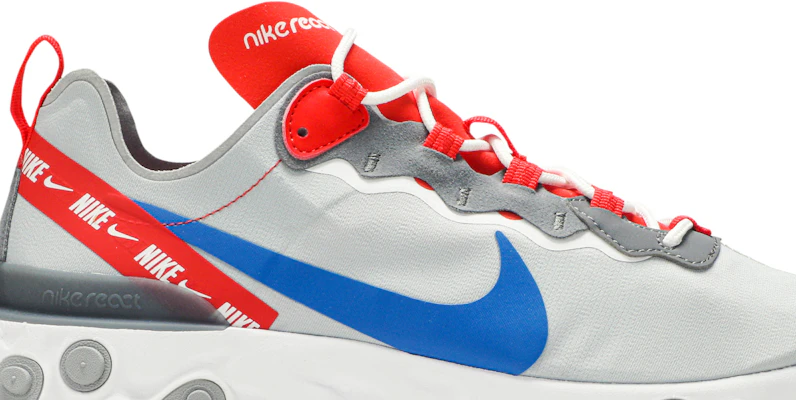 Nike React Element 55 Wolf Grey Game Royal Habanero Red CD7340 001