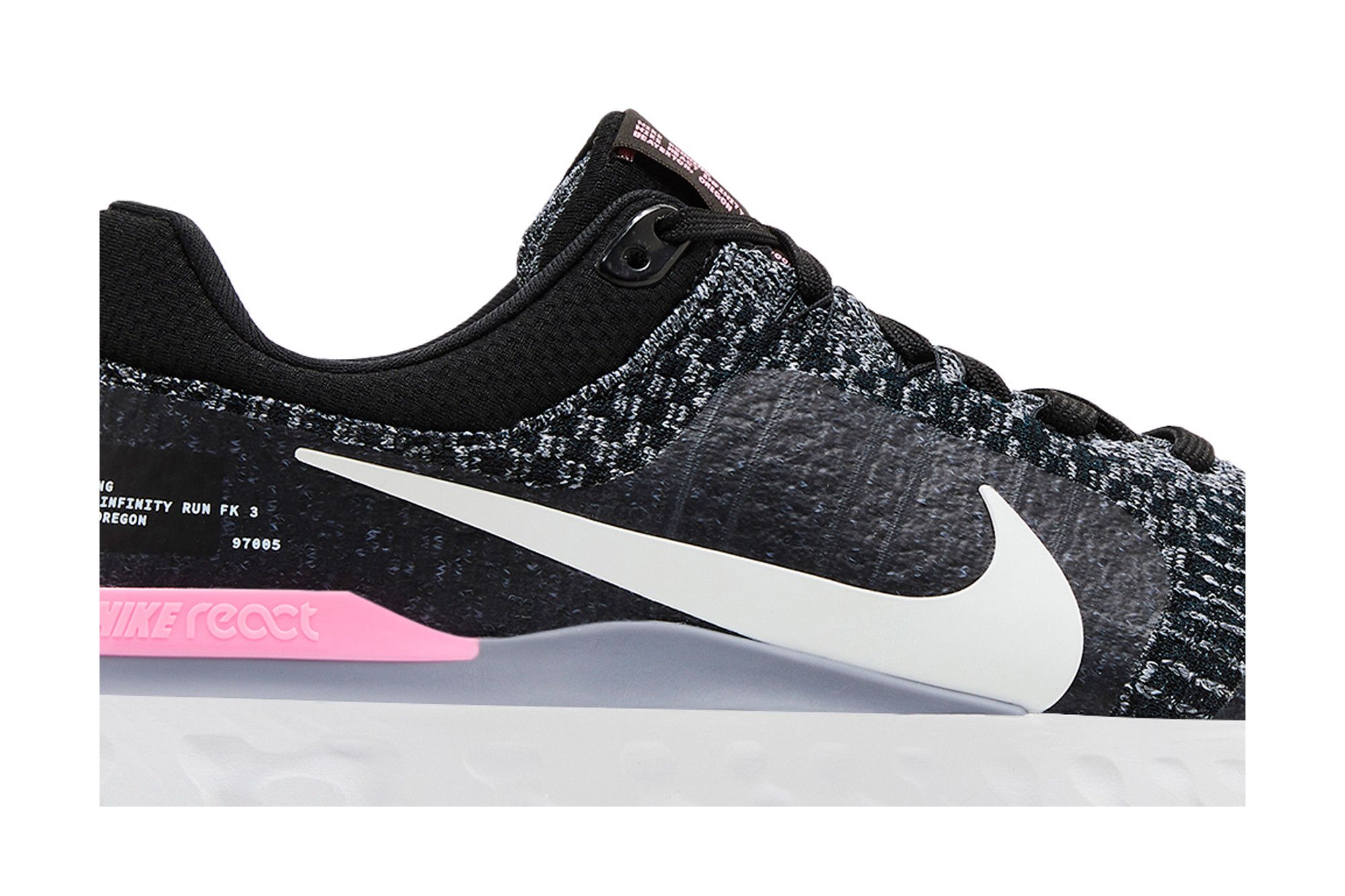 Order 耐克React Infinity Run Flyknit 3 '黑灰粉色' DZ3014-001