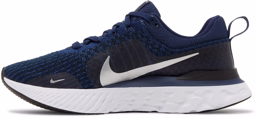 Nike React Infinity Run Flyknit 3 College Navy Metallic Silver DZ3014 401
