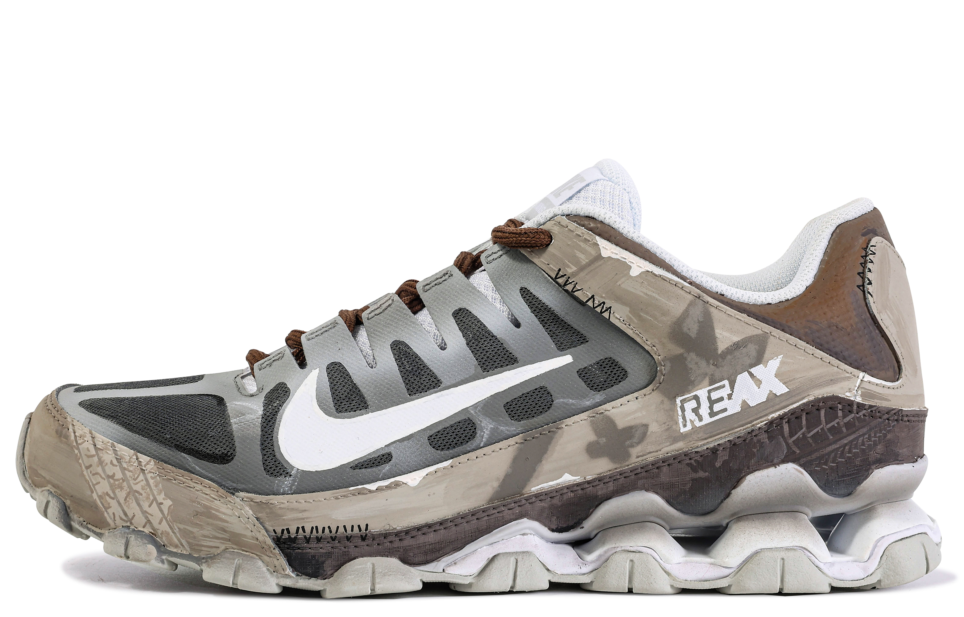 Order 【訂製球鞋】Nike Reax 8 TR 達文西訂製 禮盒 蝴蝶效應 潮流 蝴蝶塗鴉 休閒 低筒 跑步鞋 男女同款 棕灰