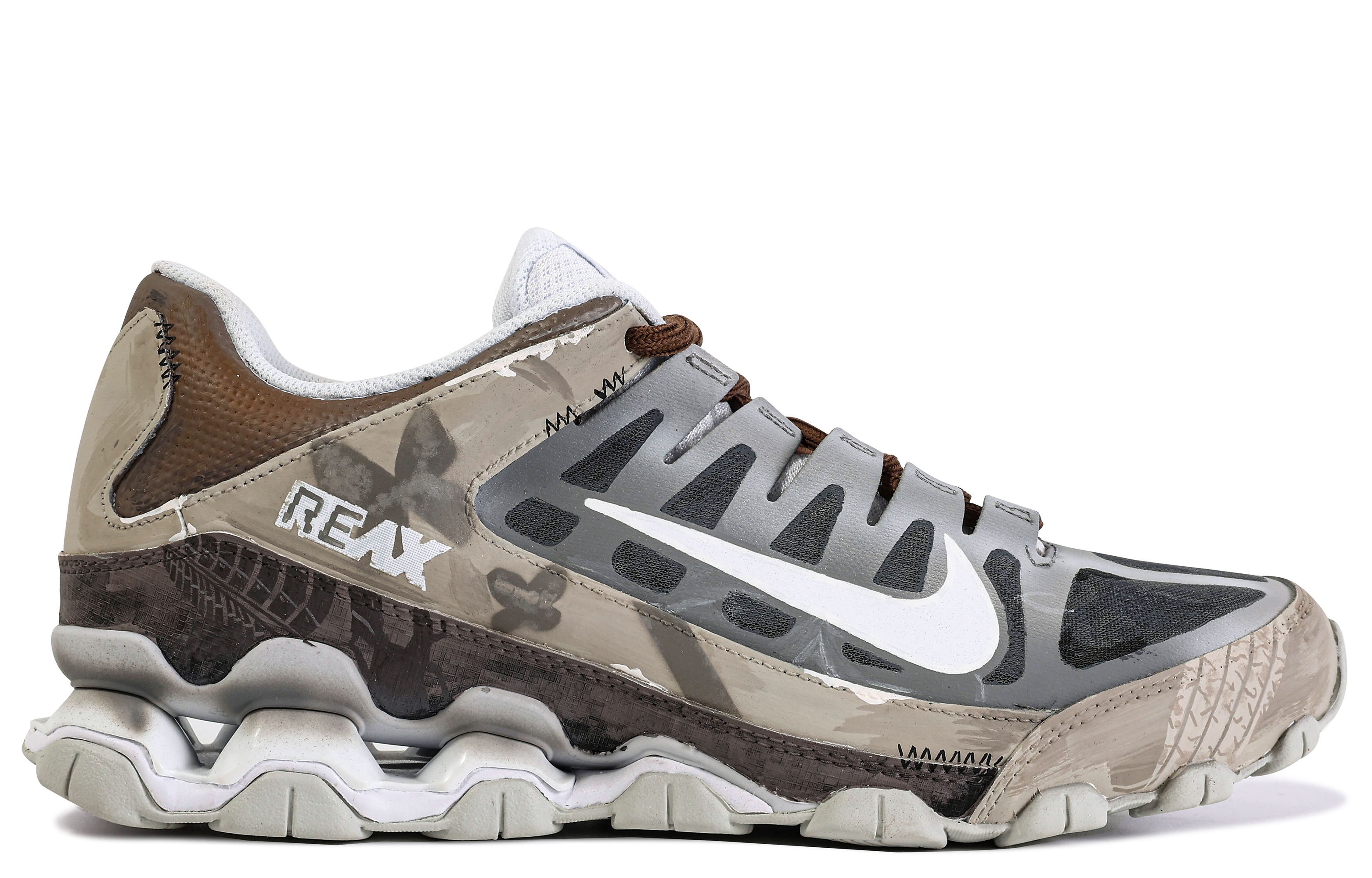 Shop 【訂製球鞋】Nike Reax 8 TR 達文西訂製 禮盒 蝴蝶效應 潮流 蝴蝶塗鴉 休閒 低筒 跑步鞋 男女同款 棕灰