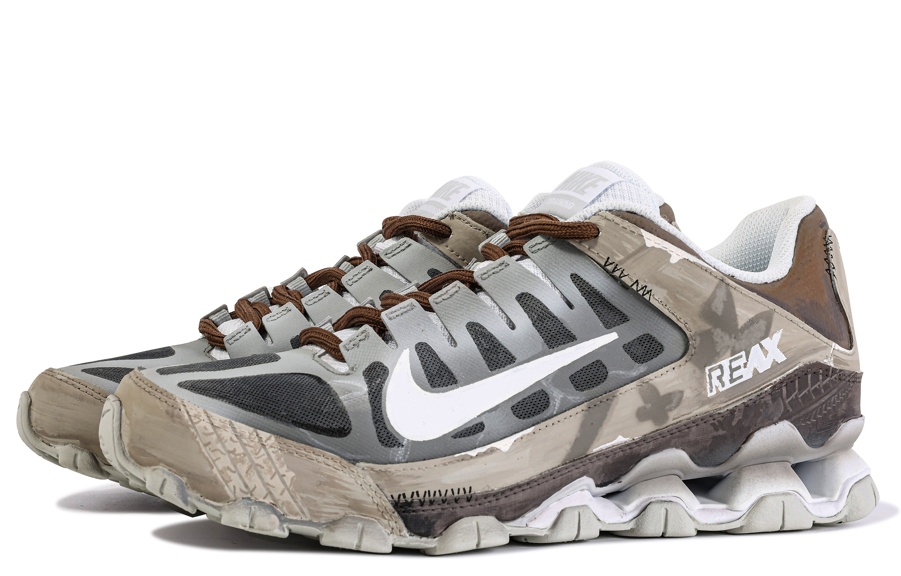 Purchase 【訂製球鞋】Nike Reax 8 TR 達文西訂製 禮盒 蝴蝶效應 潮流 蝴蝶塗鴉 休閒 低筒 跑步鞋 男女同款 棕灰