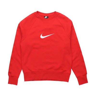 Nike Red Crewneck Pullover Sweatshirt with Casual Sports Logo DA0087-657